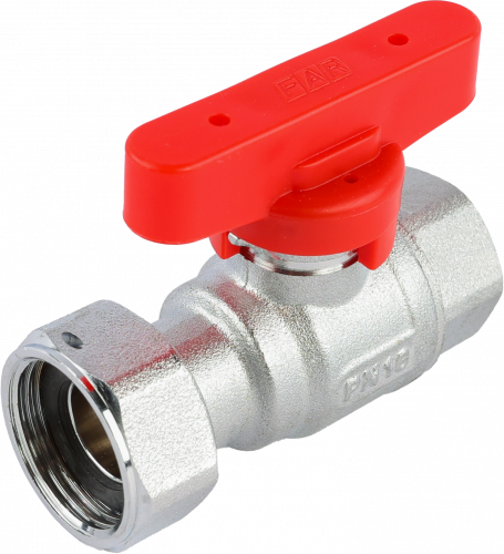 Кран шаровой FAR 1/2"-3/4", ВР-накидная гайка EPDM, красн. бабочка, хром